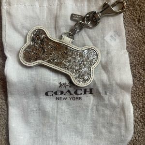 Coach Poppy Glitter Dog Bone Bag charm / key chain